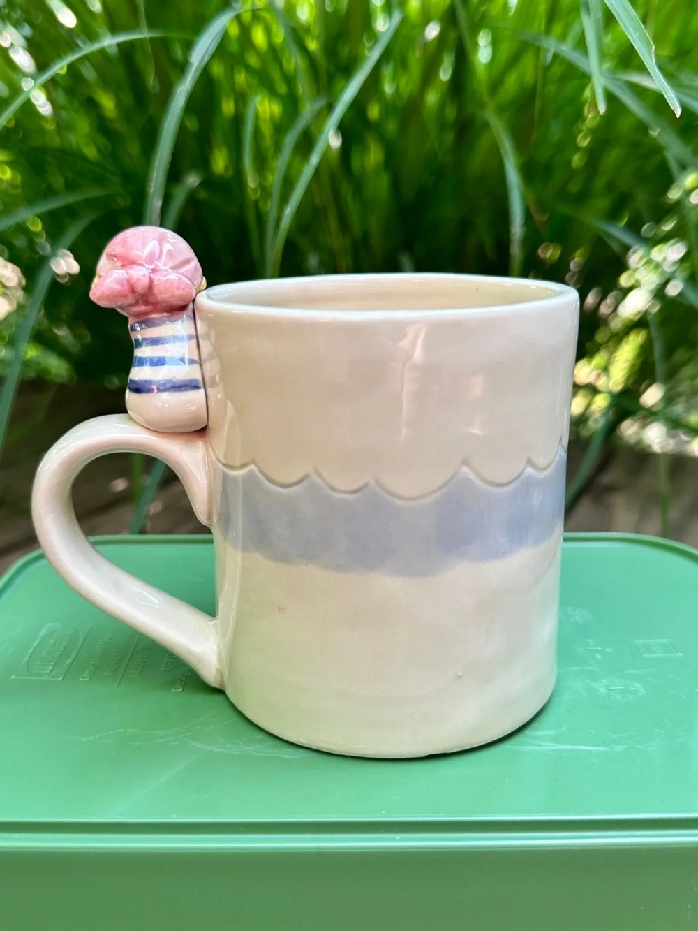 Vintage SeaWorld Ceramic Mug 3D Blue Whale & Fishing Sailor On Handle